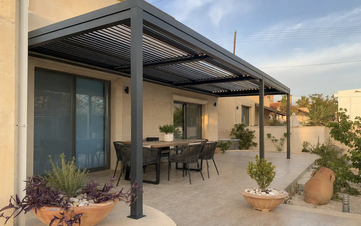 Aluminium pergola completed at a Cyprus home